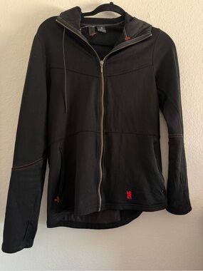 Chrome Industries Black Hoodie Cobra Merino Wool Red Logo